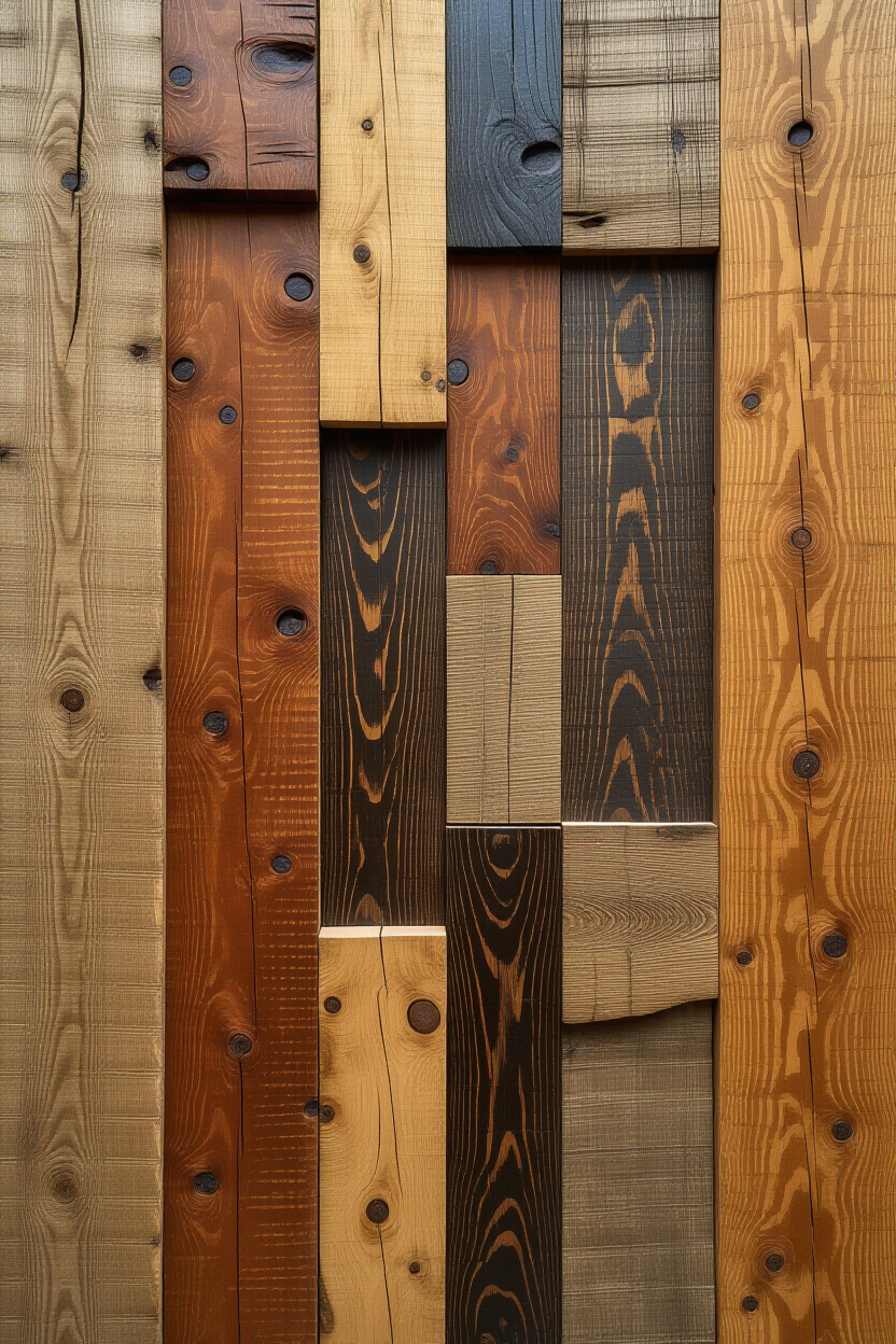 Rustic Reclaimed Wood Living Room Wall Paneling