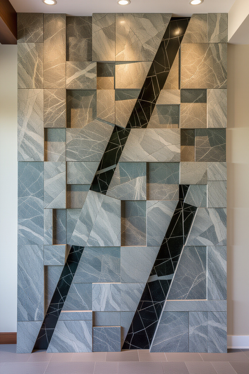 Rustic Stone Living Room 3D Accent Wall