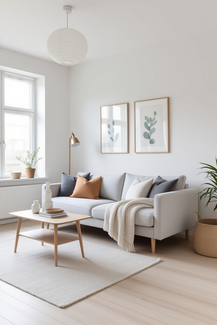 Scandinavian Living Room Decor: White Couch Simplicity