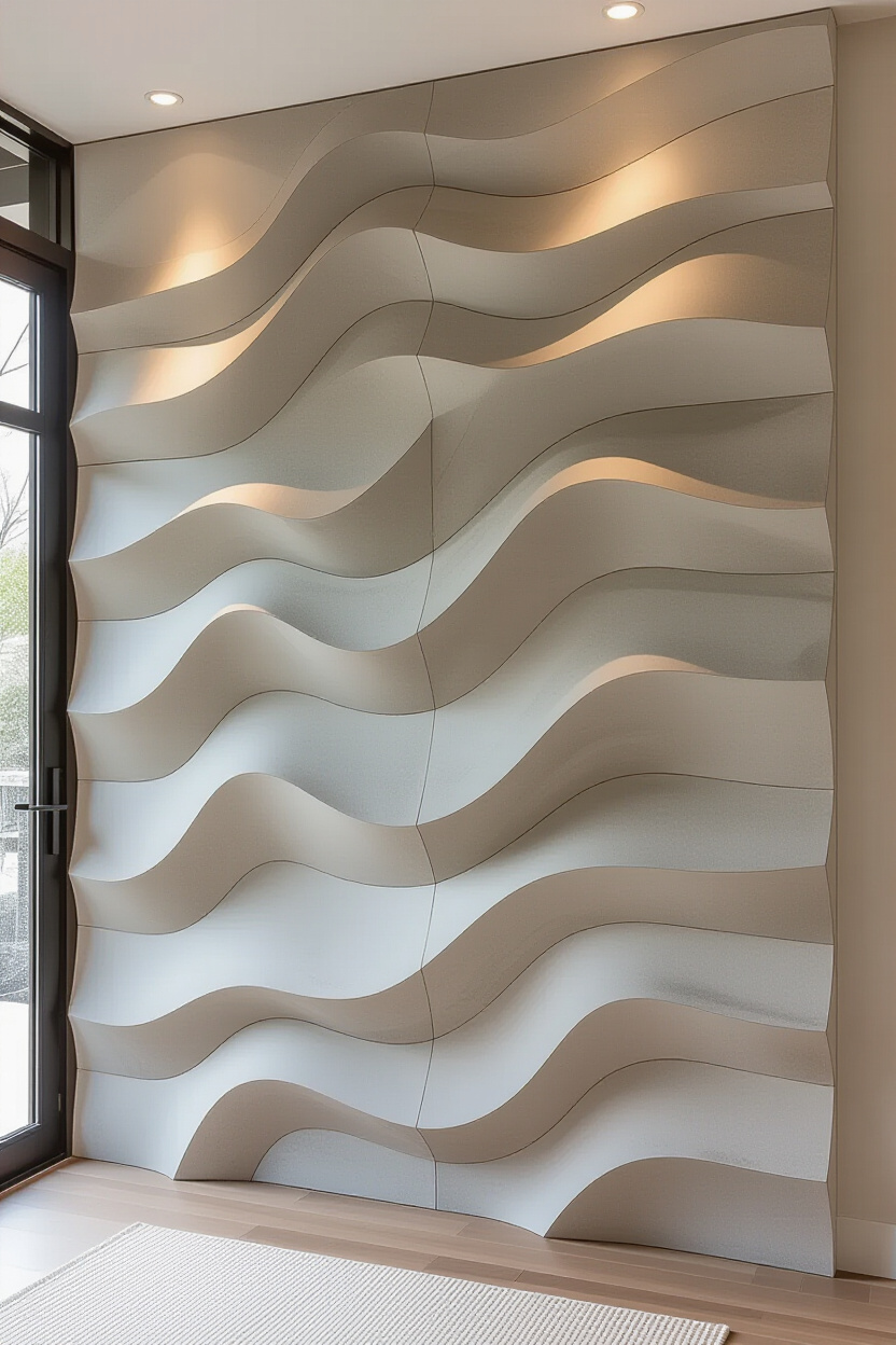 Sculptural Living Room 3D Accent Wall