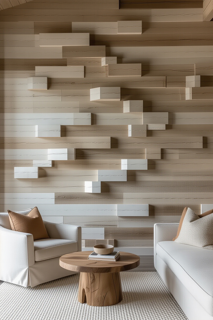 Shiplap Wood Living Room Accent Wall