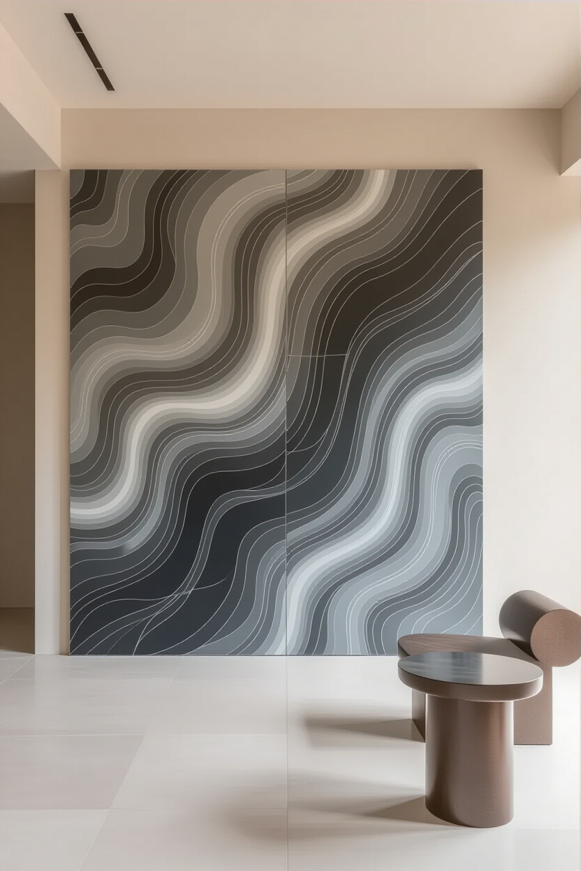 Sleek Polished Concrete Living Room Statement Wall