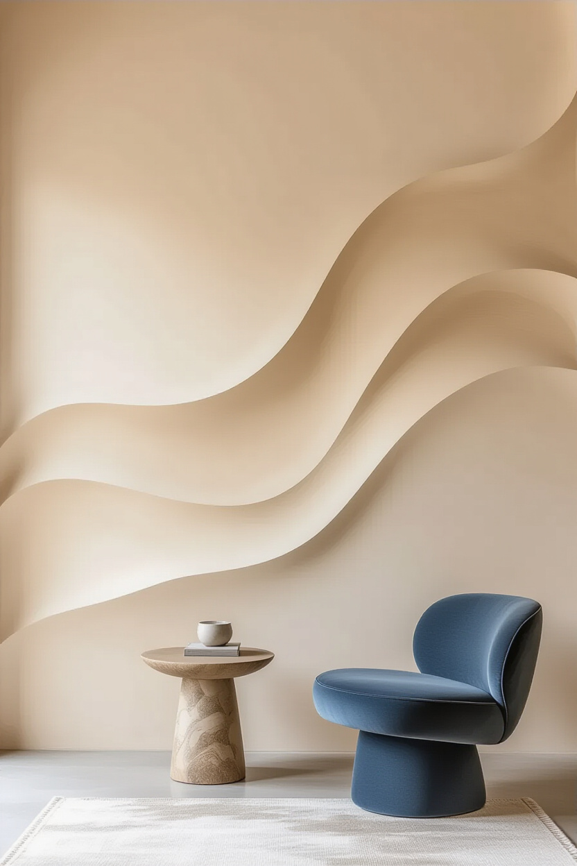 Soft Beige Textured Living Room Wall