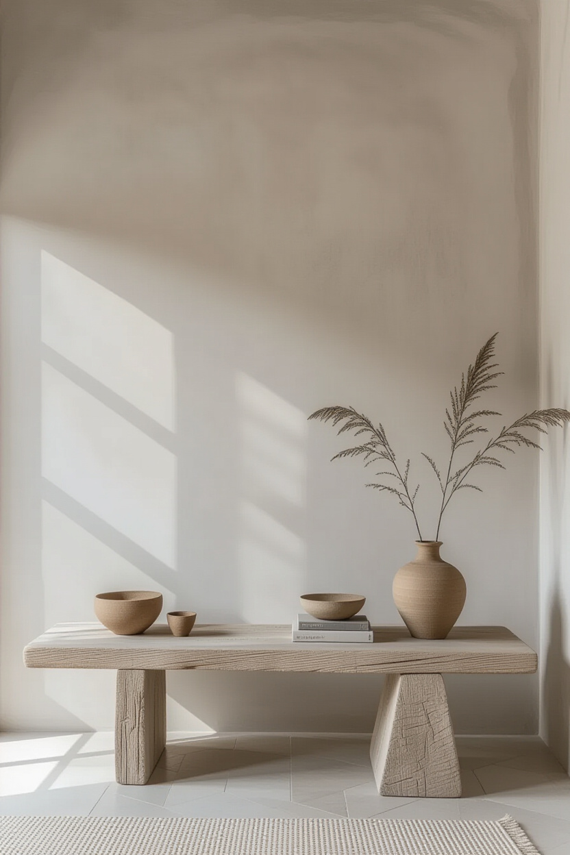 Soft Grey Limewash Living Room Accent Wall