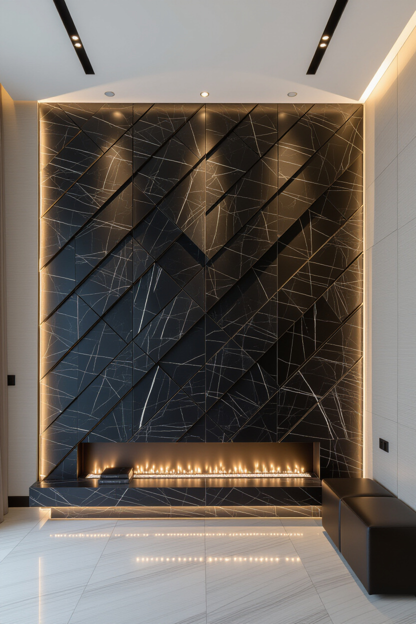 Stylish Black Accent Wall Living