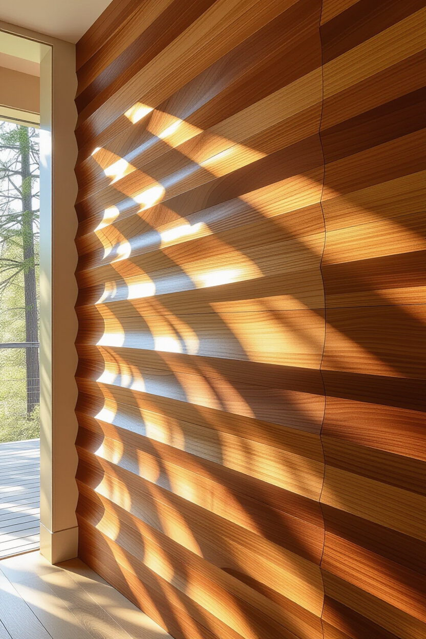 Sunny Sapele Living Room Wood Wall