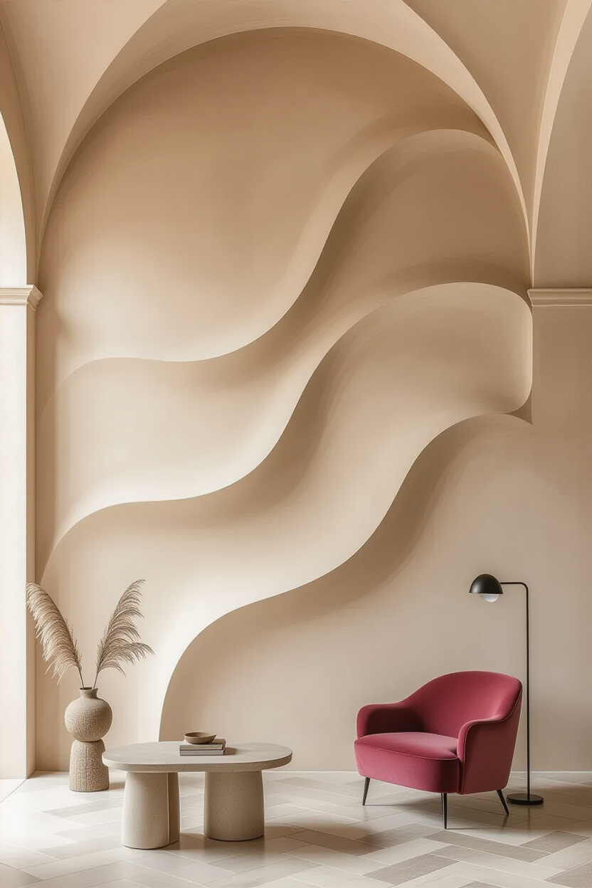 Textured Plaster Living Room Accent Wall