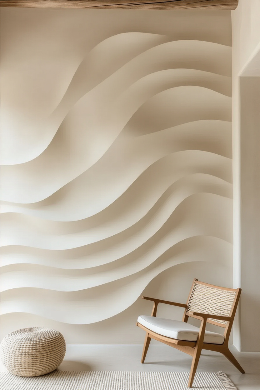 Textured Sand Living Room Accent Wall