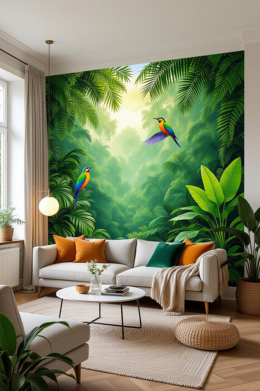 Tropical Paradise Living Room Wall