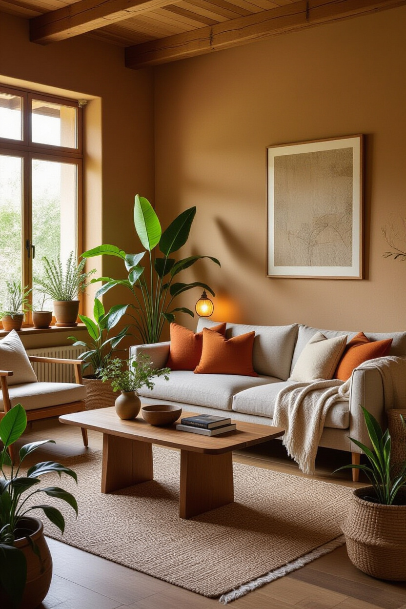 Warm Earthy Living Room: Bringing Nature Indoors