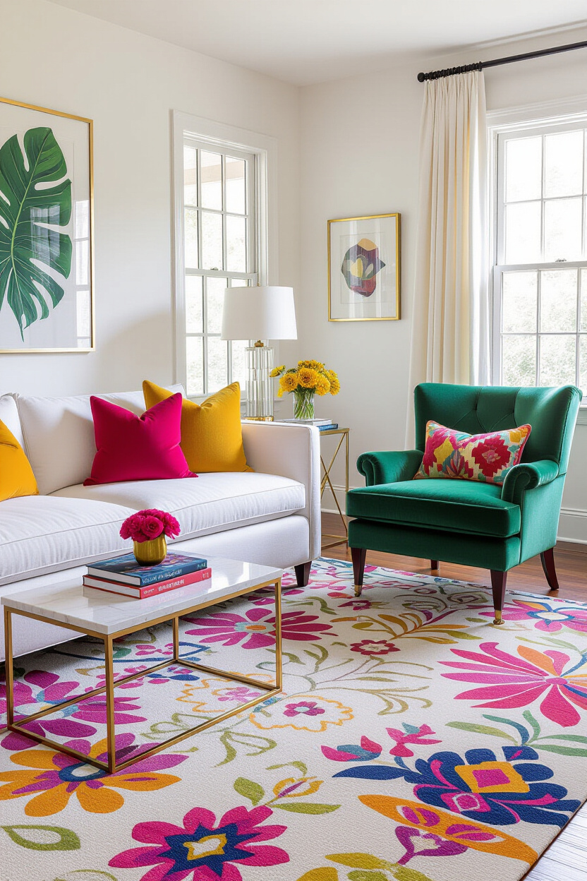 White Couch Living Room Decor with Colorful Accents: A Vibrant Sitting Room