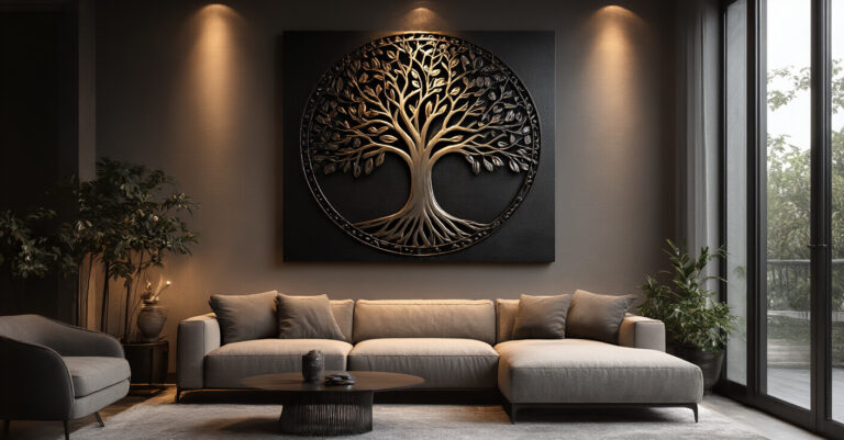 Geometric Mountain Metal Art for Modern Living Rooms