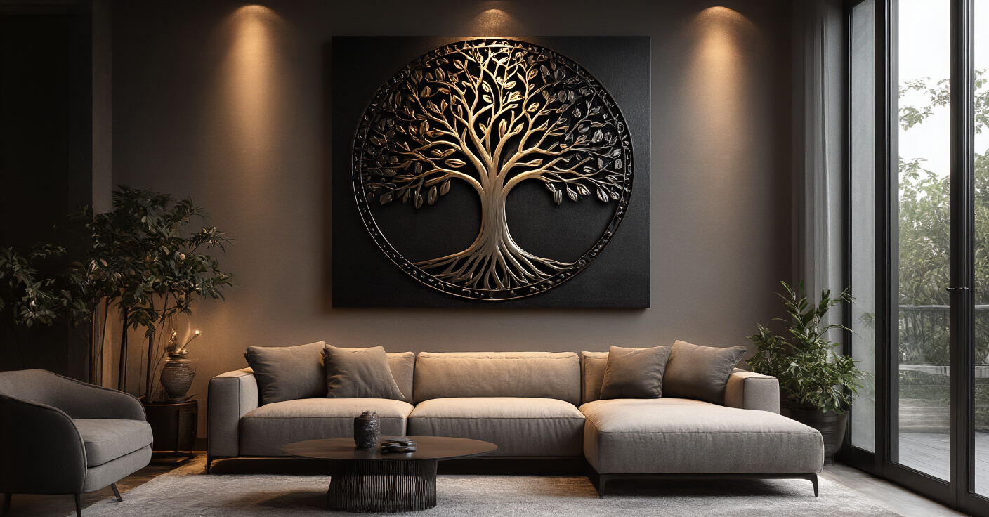 Geometric Mountain Metal Art for Modern Living Rooms