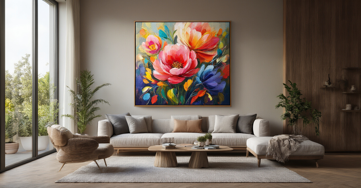 Textured Floral Art for Modern Living Rooms