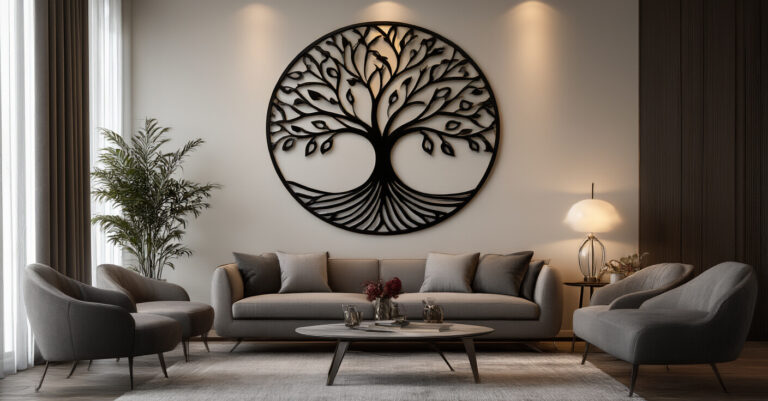 Silver Tree Art for Modern Living Rooms