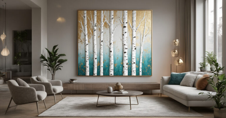 Hand Painted Tree Art for Modern Living Rooms