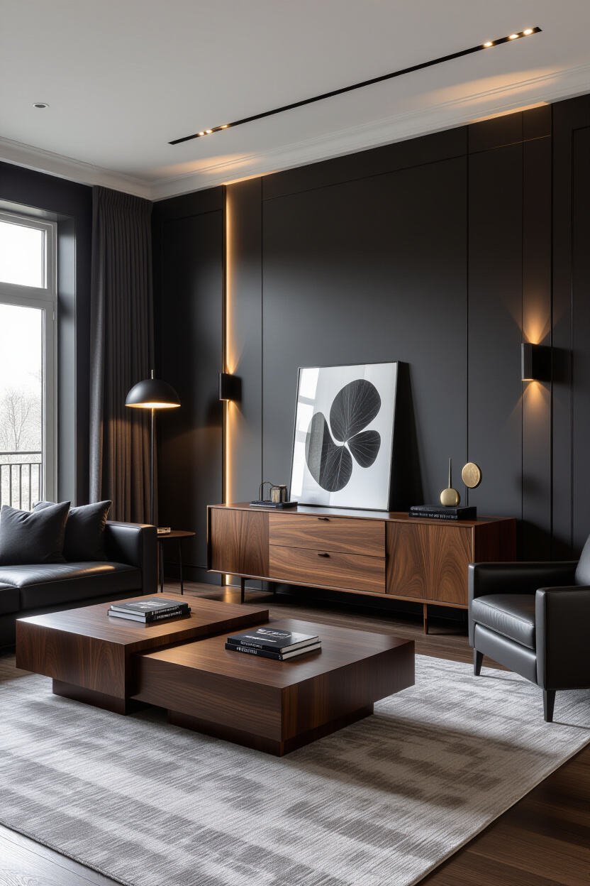 Elegant Living Room Decor Luxury Modern Dark: Sophisticated Ambiance