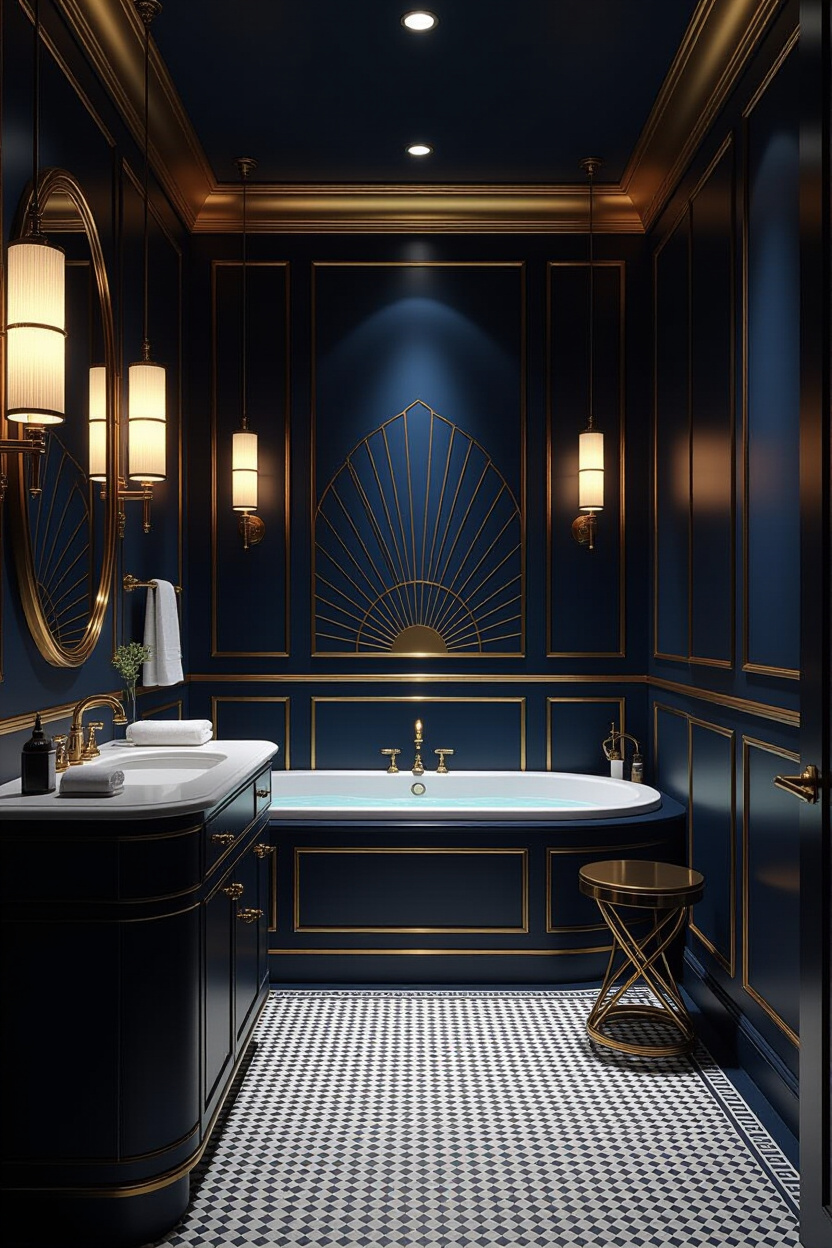 Moody Art Deco Bathroom: A Bold and Dramatic Vibe