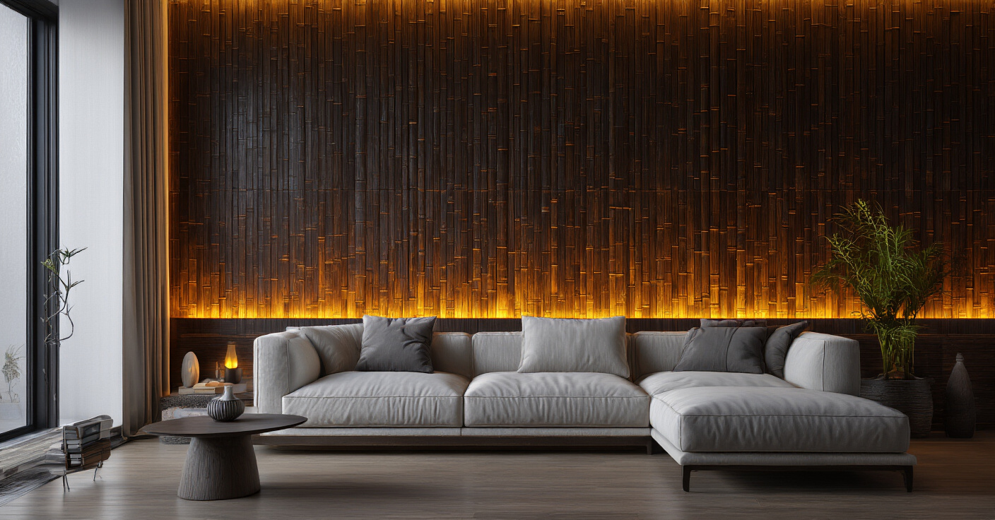 Natural Bamboo Wainscoting for Boho Living Rooms