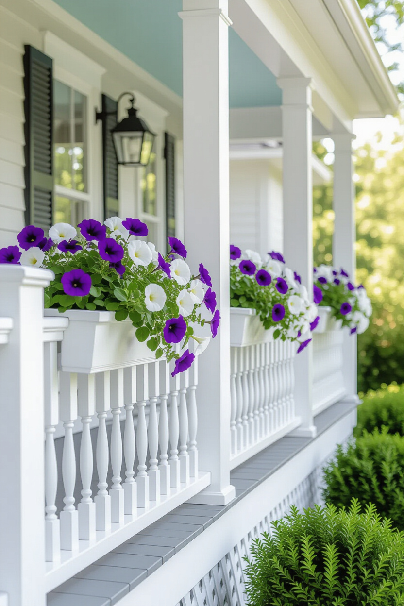 Charming Front Porch Flower Boxes for a Traditional Aesthetic