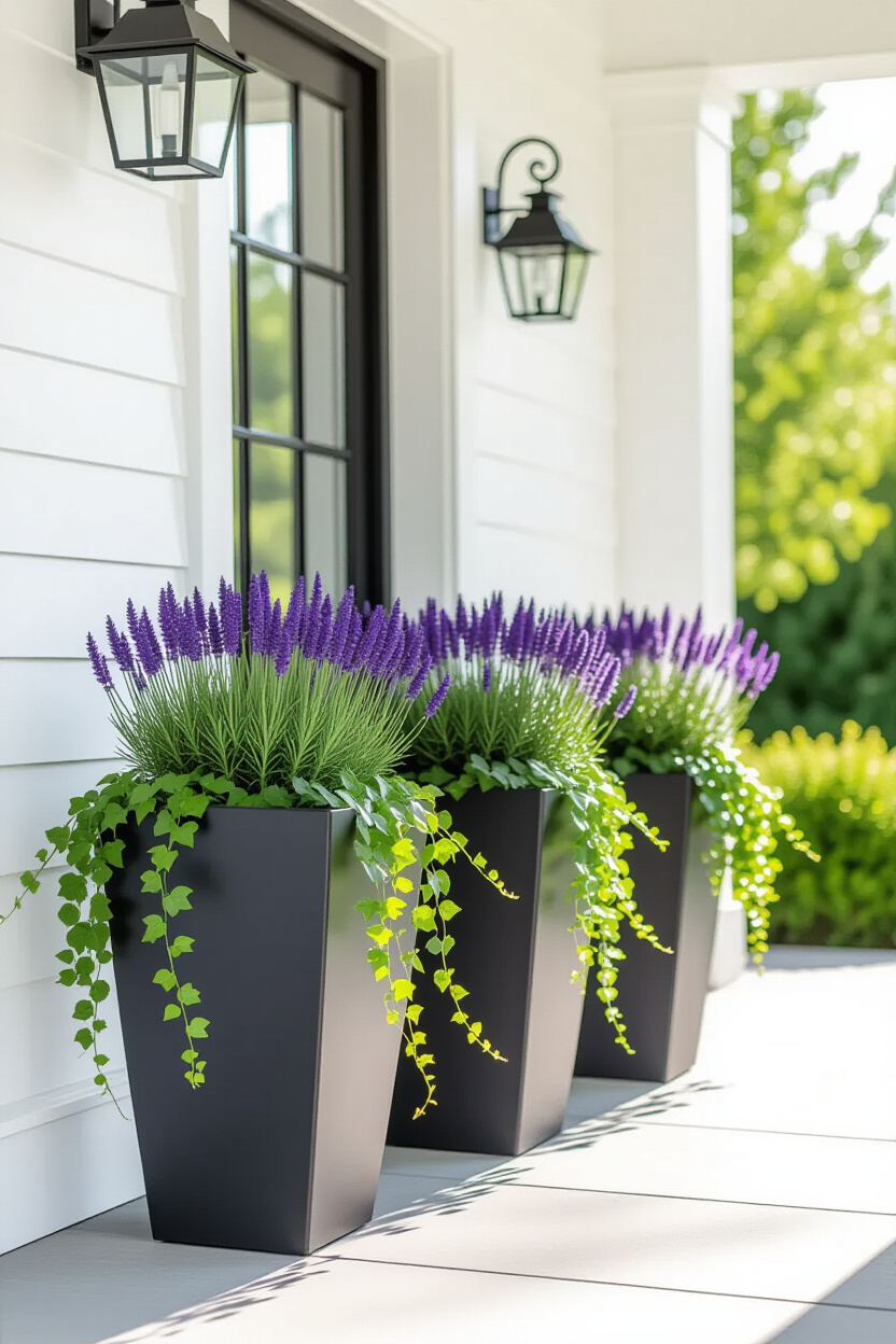 Charming Spring Planters Front Door Entrance Style