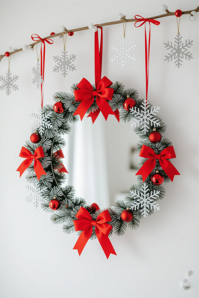 Christmas Wall Decorations Ideas with Mirrored Accents