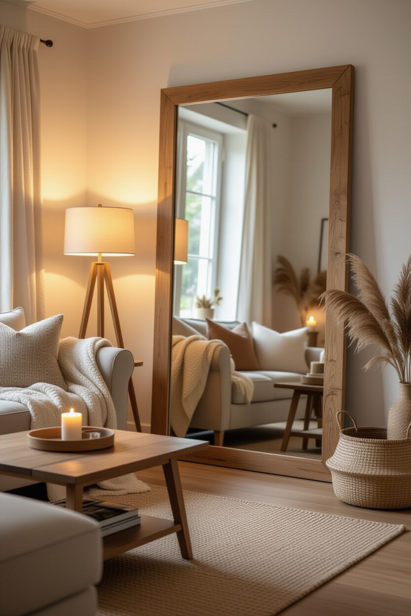 Cozy Living Room Mirror Decor: Reflecting Warmth and Comfort