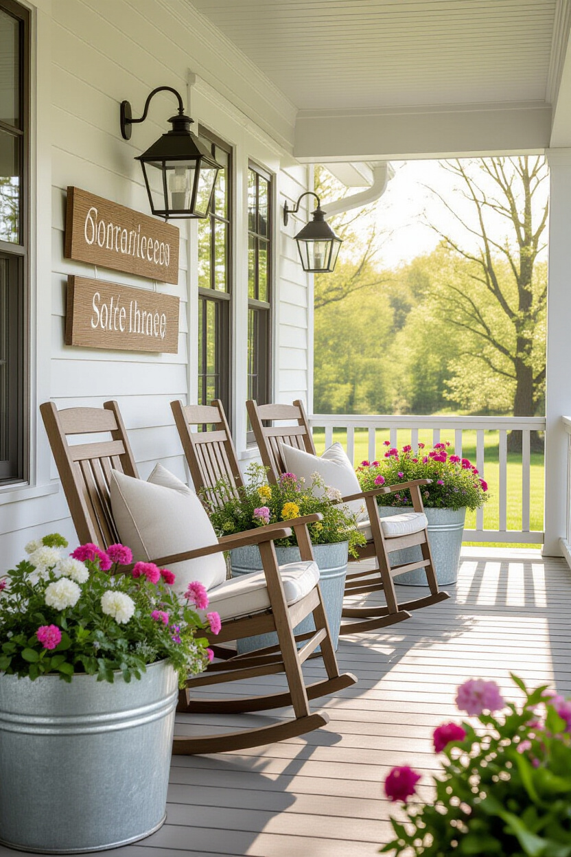Farmhouse Style Spring Porch Decorating Ideas