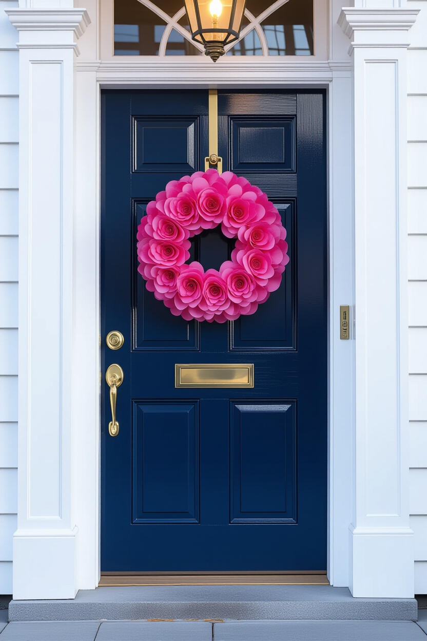 Front Door Spring Decor Featuring a Floral Wreath Aesthetic