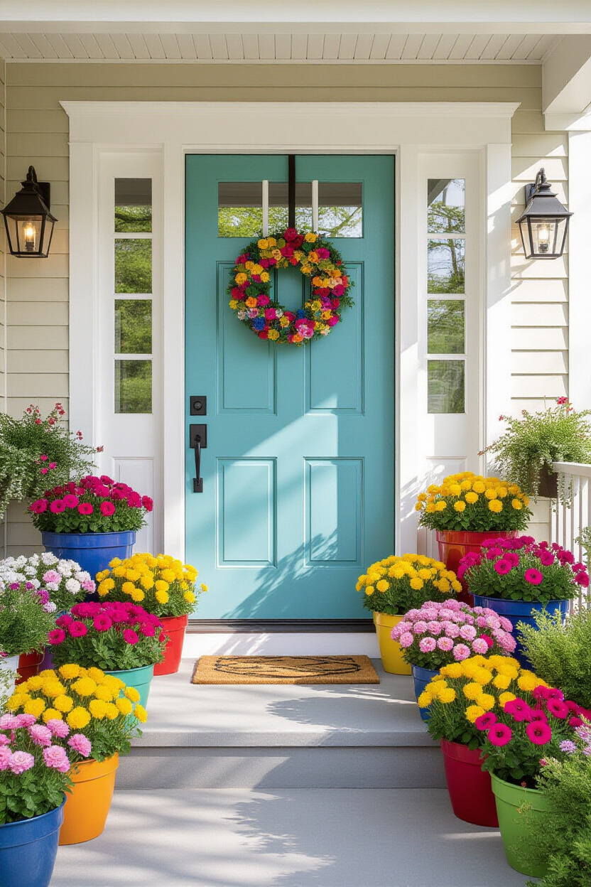 Front Door Spring Decor Porch Ideas Flower Pots
