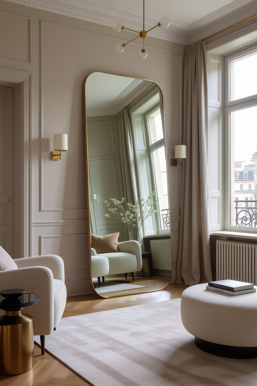 Full Length Mirror Decor Ideas for Tall Living Room Walls