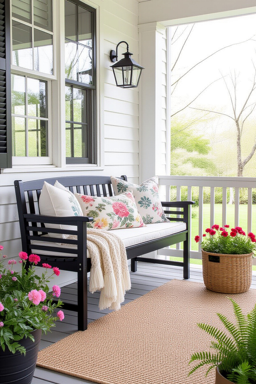Functional Small Front Porch Ideas with Bench Seating and Style