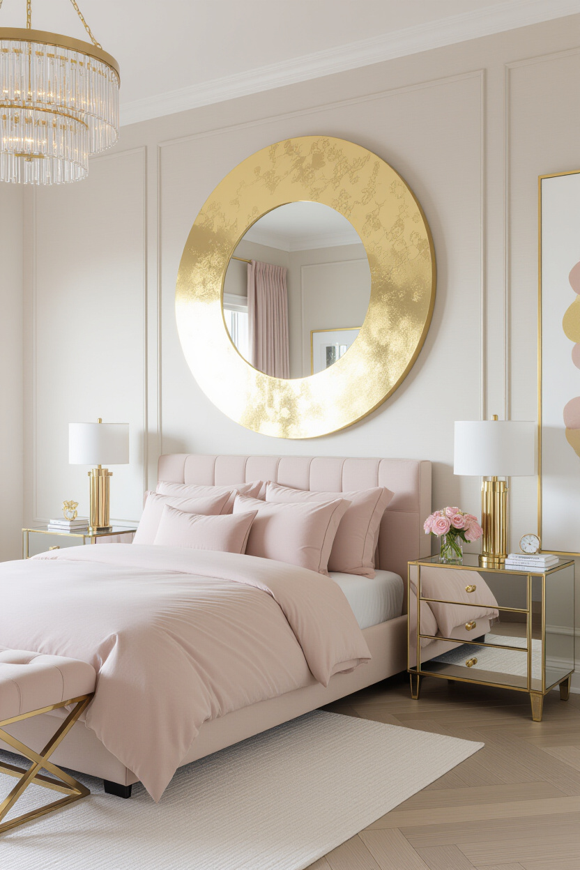Gold Circle Mirror Wall Decor for a Glamorous Touch