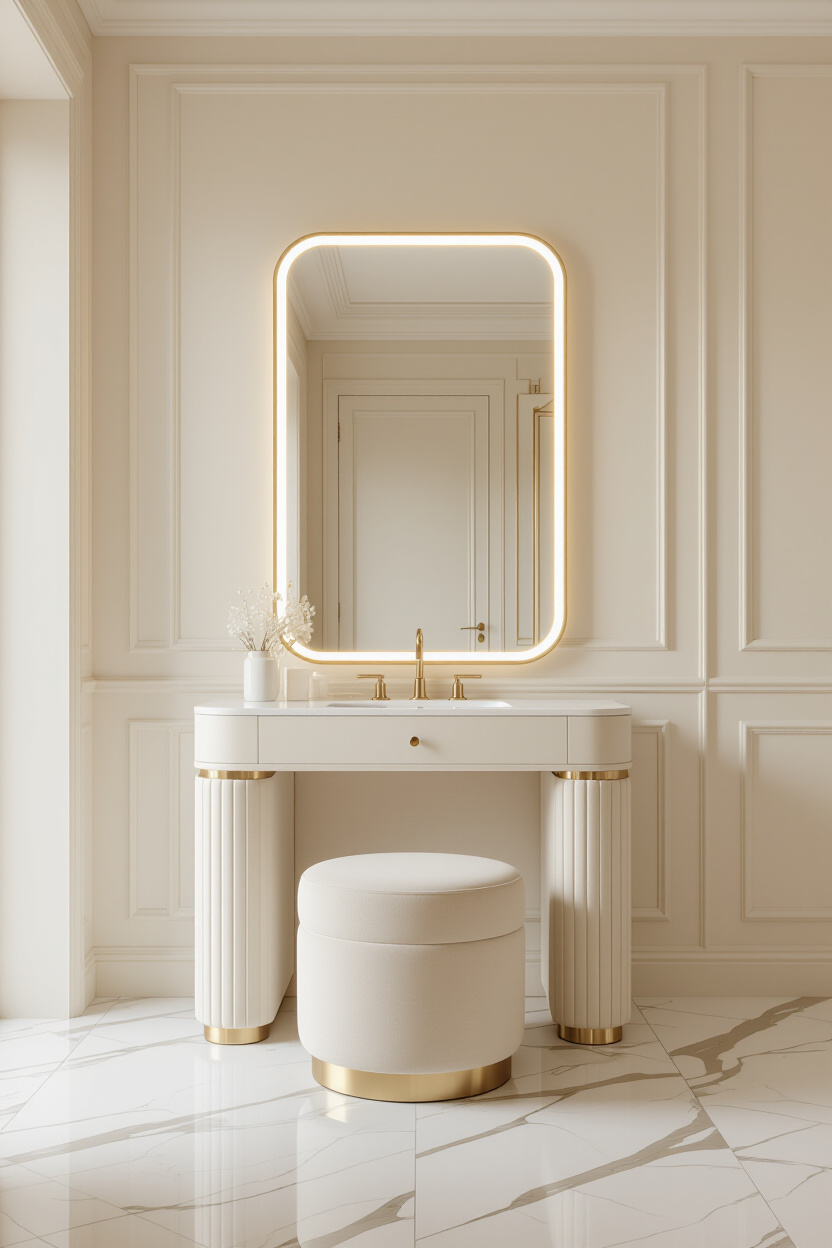 Gold LED Vanity Mirror for a High-End Aesthetic
