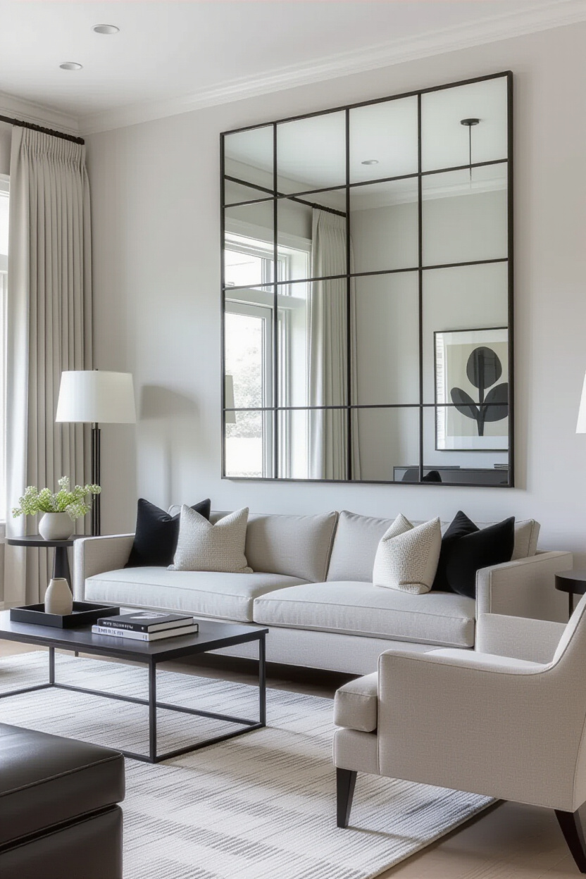 Grey Living Room Mirror Ideas: Adding Contrast and Shine