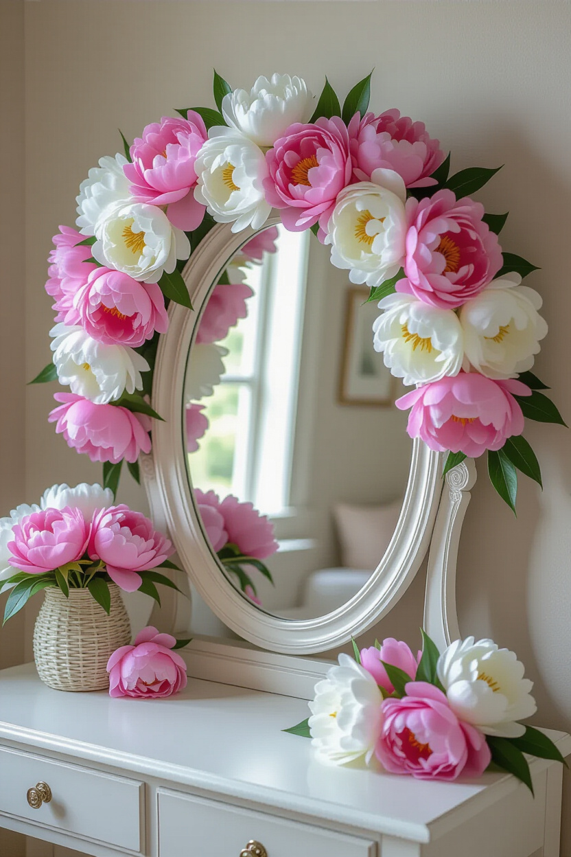 How to Decorate a Mirror Frame with Flowers