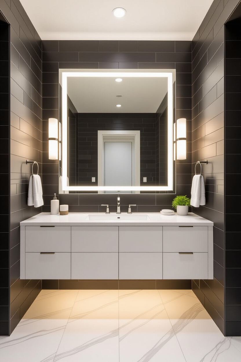 Large LED Vanity Mirror for a Luxury Master Bath Design