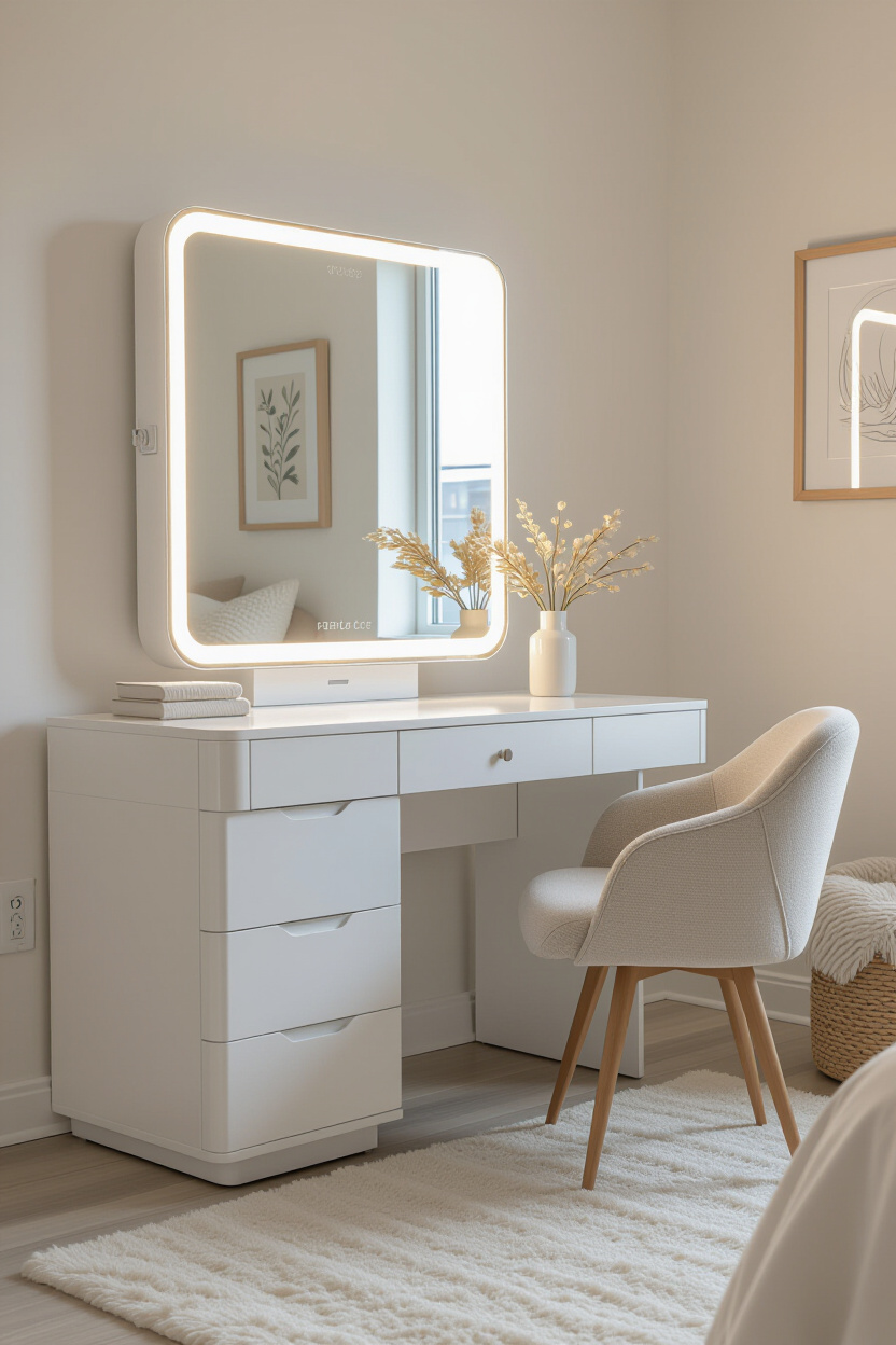 LED Mirror Vanity Desk for Your Daily Makeup Look