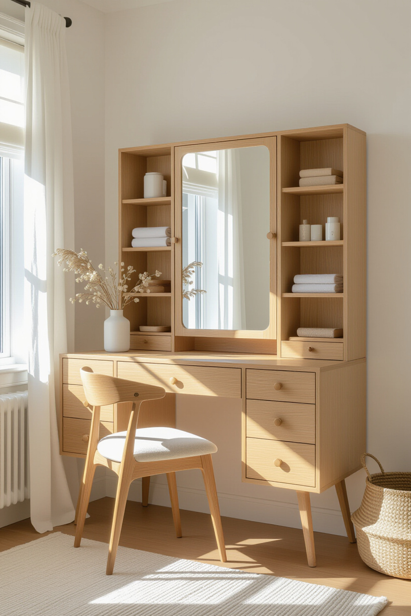 Makeup Vanity Mirror with Storage for Organized Spaces
