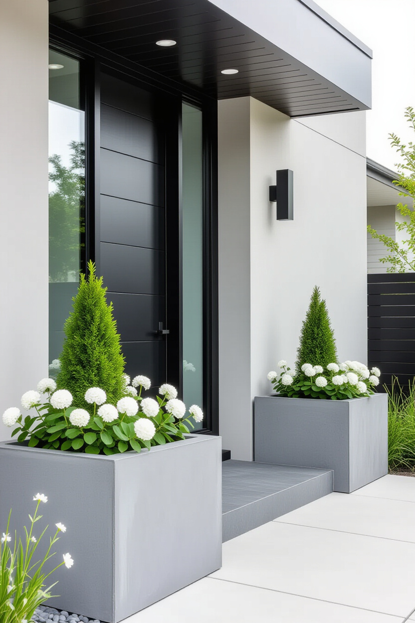 Modern Front Door Planter Ideas Entrance Design