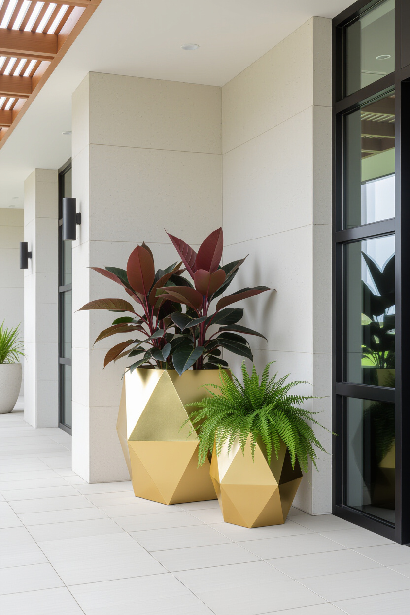 Modern Front Door Pots Plants Entrance Trends