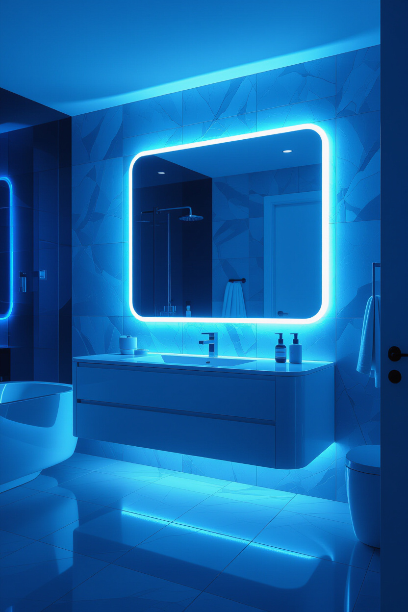 Modern Led Mirror Wall Design for High-Tech Interiors