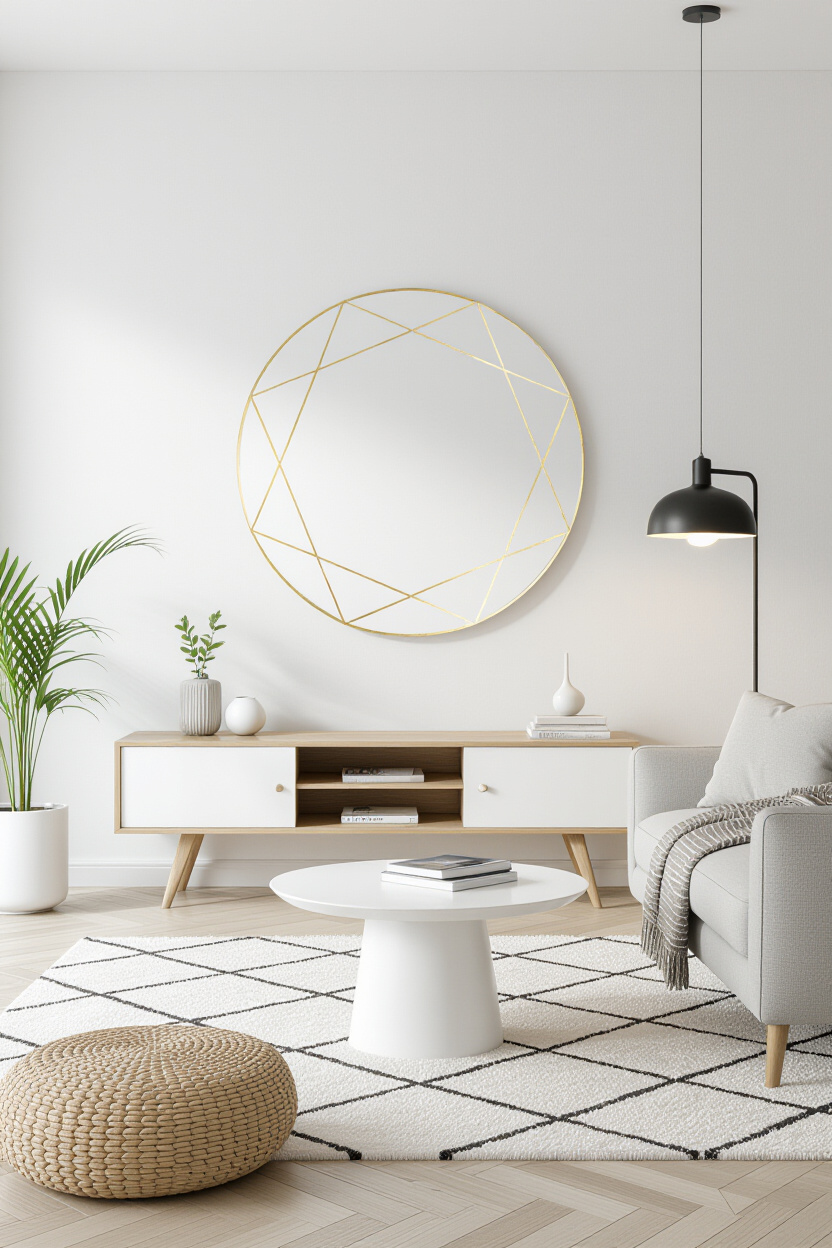 Modern Mirror Wall Design for a Contemporary Living Room