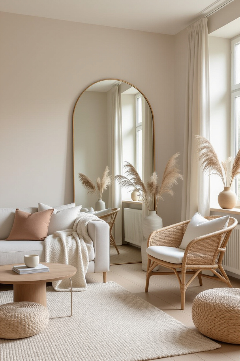 Neutral Living Room Mirror Ideas: Enhancing Calm Aesthetics