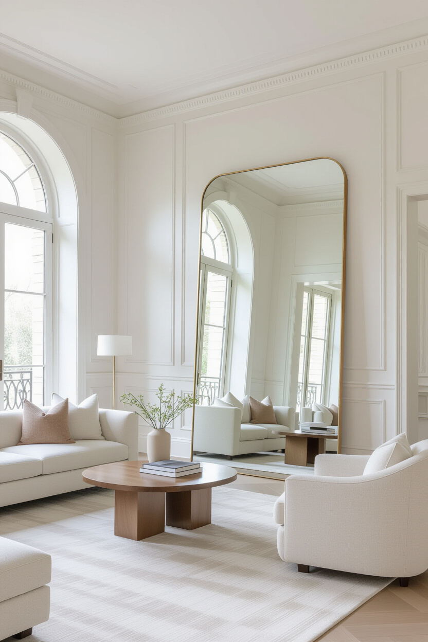 Oversized Mirror in Living Room: Making a Grand Statement