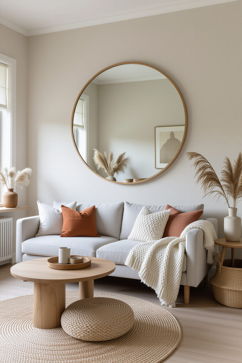 Round Mirror Wall Decor Living Room: Softening Your Aesthetic