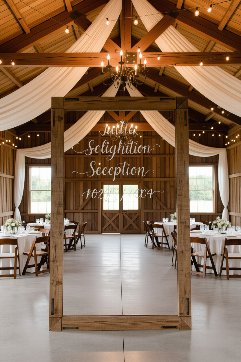 Rustic Mirrors as Elegant Wedding Signs & Seating Charts