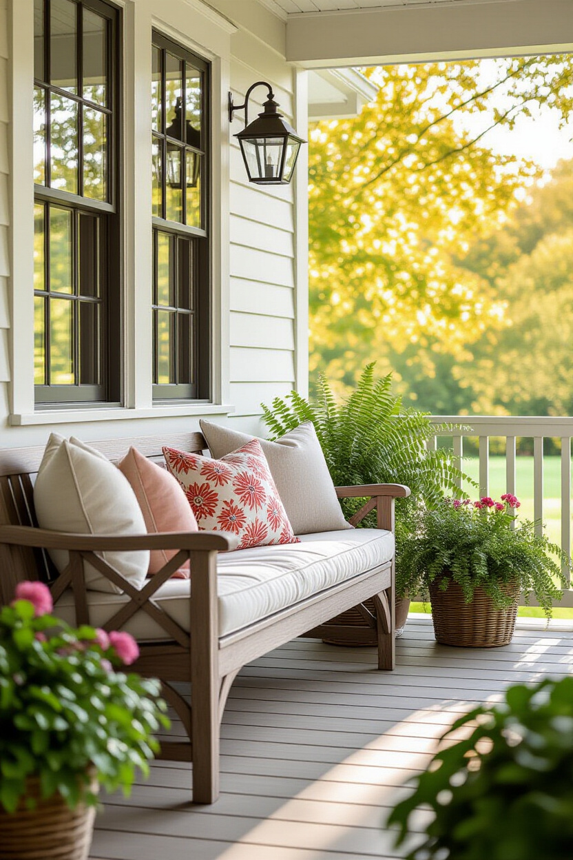 Small Front Porch Ideas with Bench and Cozy Touches