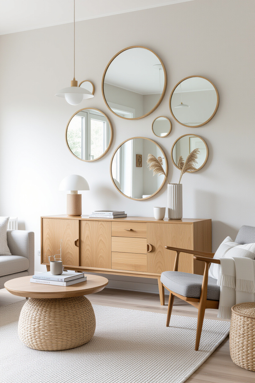 Softening Edges: Round Mirror Wall Decor for a Gentle Living Room Look