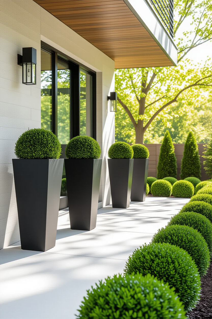 Spring Planters Front Door Entrance for a Modern Home Aesthetic
